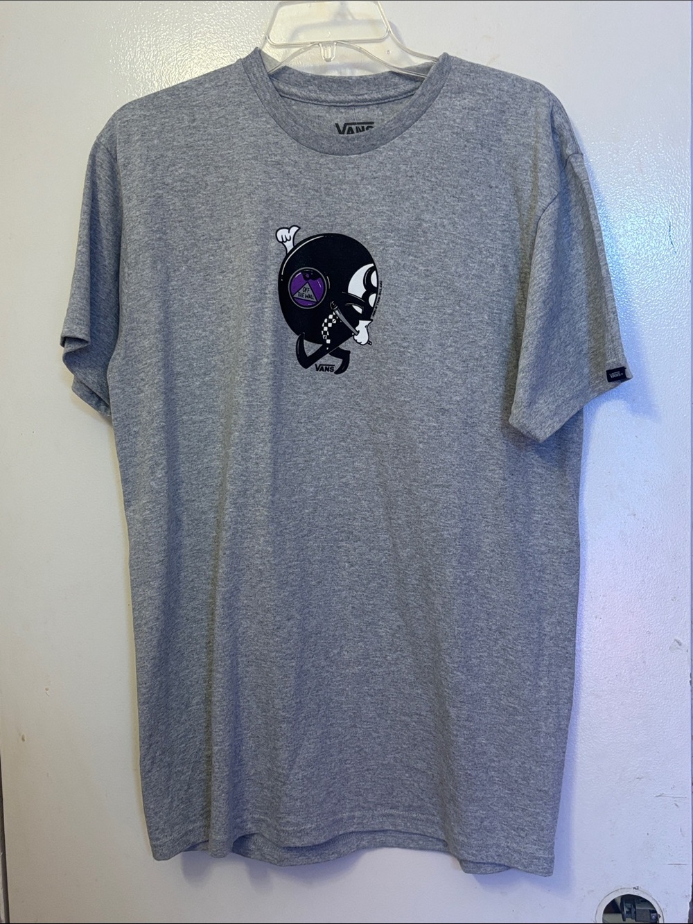 Vans Men’s Gray Short Sleeve Tee with Black & Purple Graphic